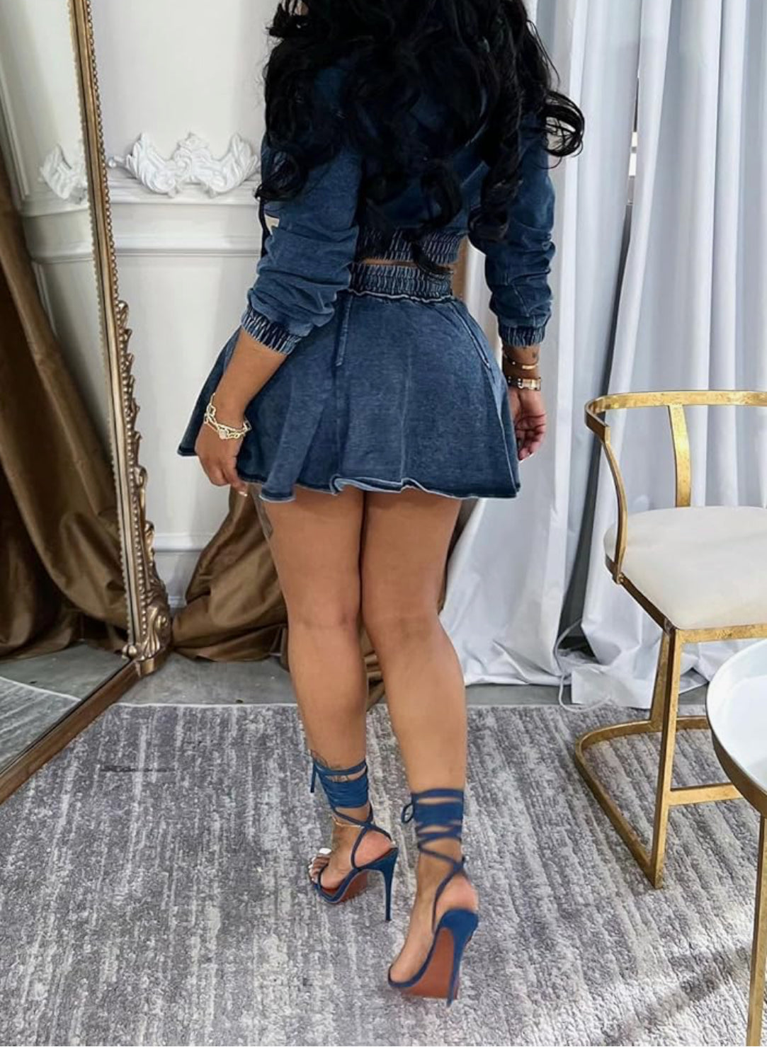 Boujee Denim Skirt Set