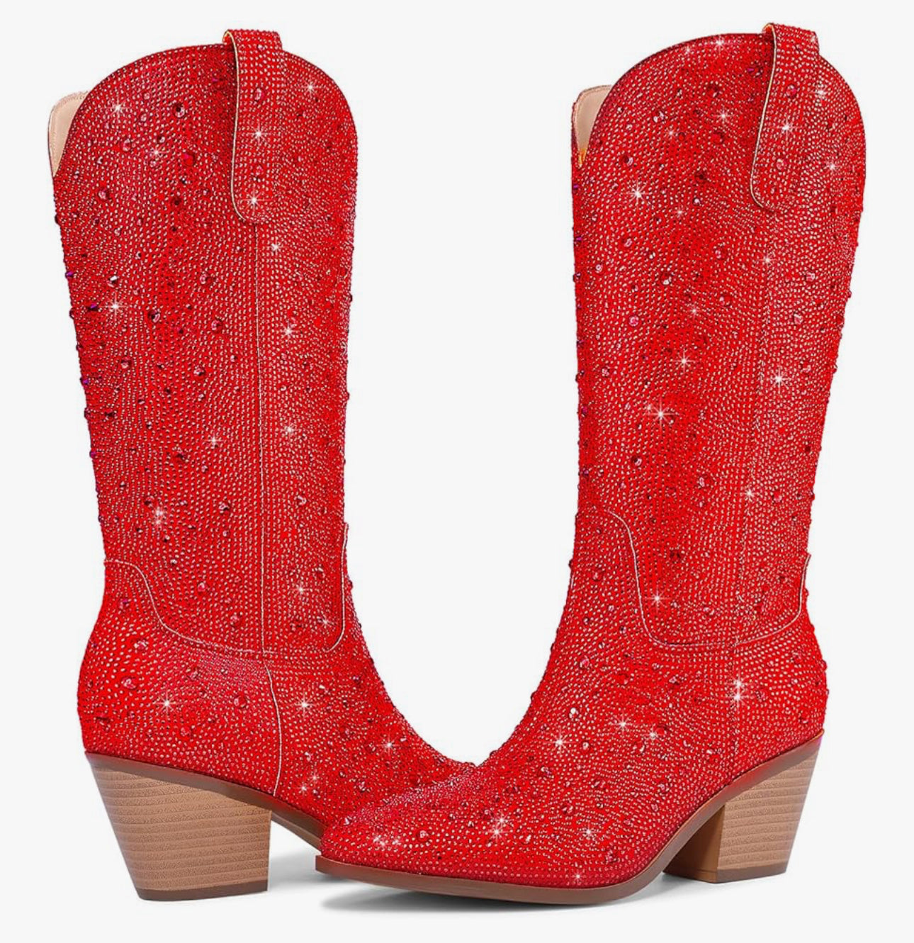 Boujee Bling Red Rhinestone Cowgirl Boots