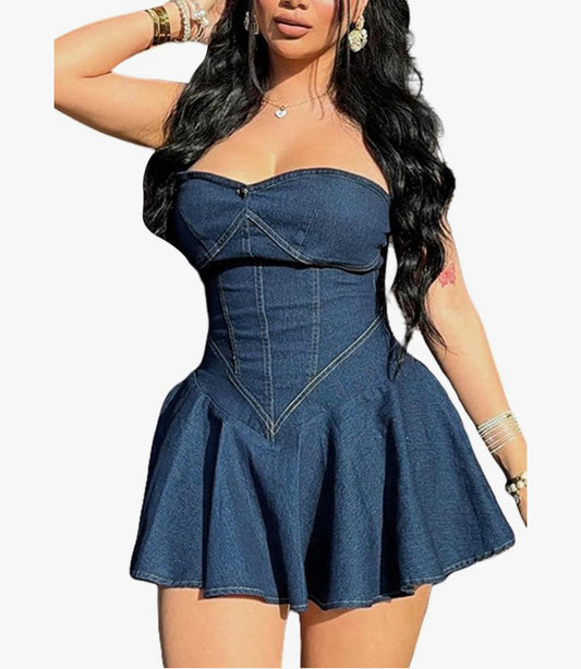 Boujee Denim Corset Mini Dress