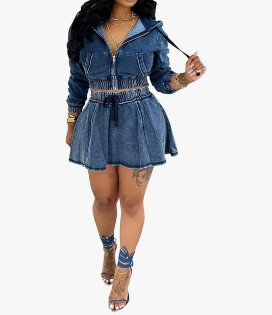 Boujee Denim Skirt Set